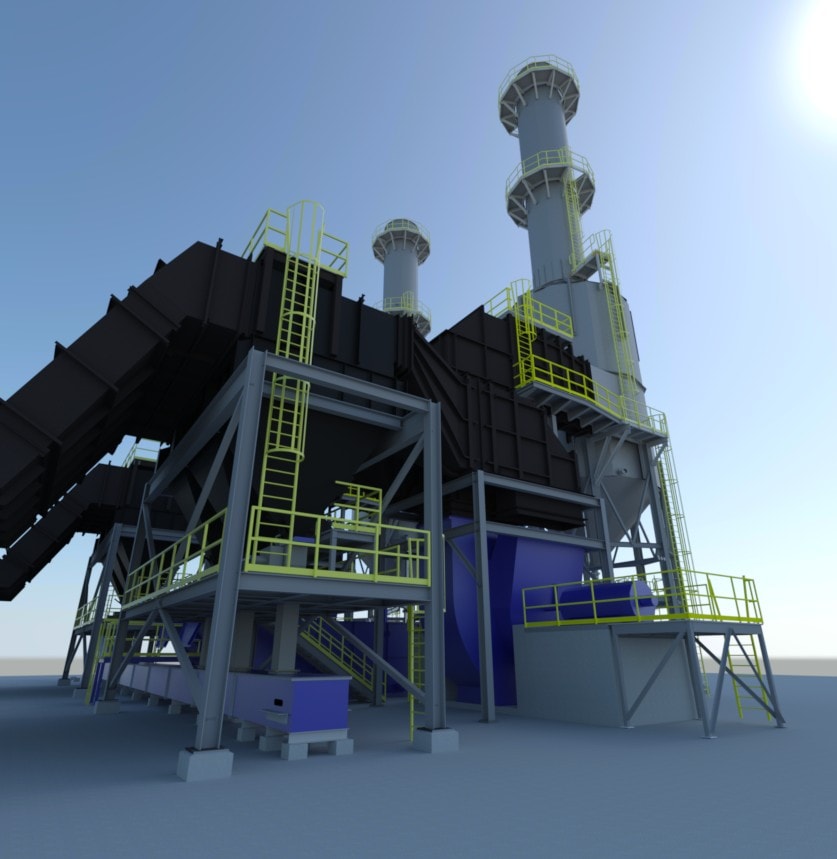 3D Engineering Design Render of Proprietary Wet Scrubber Design
